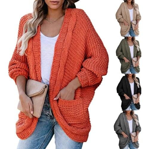 Womens Knit Sweater 2020 Fall Soft Women Sweaters Casual Solid Color Fashion Long Sleeve Cardigan Femme Open Stitch Knitted Coat