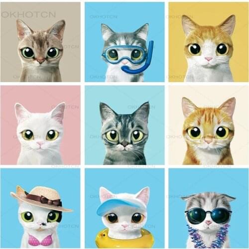 Animals Cartoon Cat 5D Diamond Painting Cross Stitch Set Wall Sticker Mosaic Diamond Embroidery Painting Children Diy Gift