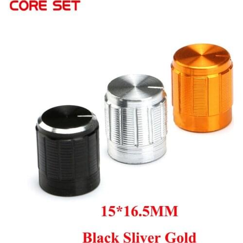 10Pcs Professional Potentiometer Knob 15*16.5mm Rotary Switch Volume Adjustment Hat Switch Caps Sliver Black Gold Aluminum Alloy