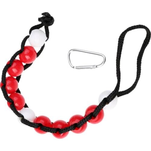 18mm Red / White Plastic Beads Golf Stroke Score Counter with Aluminum Carabiner Clip
