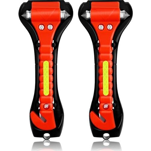 2PCS Car Safety Hammer Life Saving Escape Emergency Hammer Seat Belt Cutter Window Glass Breaker Car Rescue Red Hammer