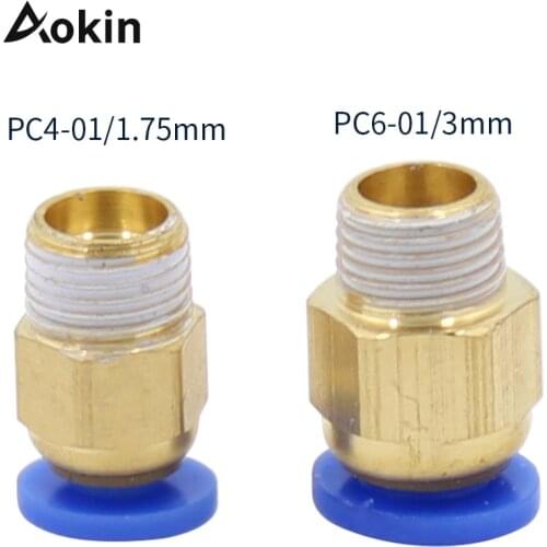 5pcs PC4-01 PC6-01 Pneumatic Connectors For V6 V5 3D Printers Parts 1.75mm 3mm Quick Coupler J-head Fittings Hotend Copper Part