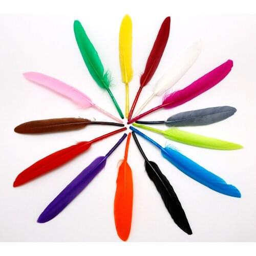 50Pcs/Lot 10-15cm Natural Solid Color Feather Beautiful Dyed Goose Feather For Making Pen & DIY Decoration Event Party Supplies