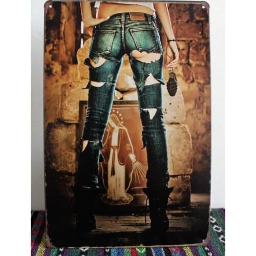 50pcs/lot Metal Sign shabby chic New listing art wall decor Vintage sexy girl tin signs Metal Poster Retro Mural Painted Pub hom