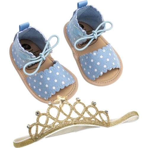 Ma&Baby 0-18M Summer Baby Girl shoes Cute Dot Print Bandage Sandals Clogs Casual Newborn Infant Baby Girls Shoes With Headband