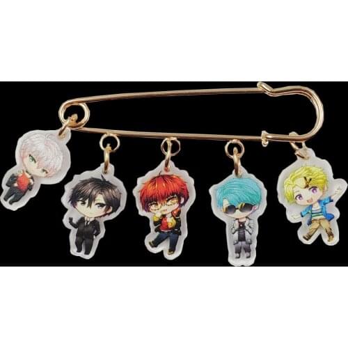 Acrylic Anime Cartoon Game Mystic Messenger Brooch Gold Plated Bag Swearter Overcoat Badge Men Women Female Birthday Gift