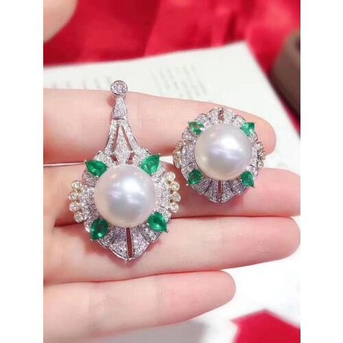 D113 Fine Jewelry 925 Sterling Silver Natural Fresh Water 11-12mm White Pearl Females Jewelry Sets for Women FIne Jewelry Sets