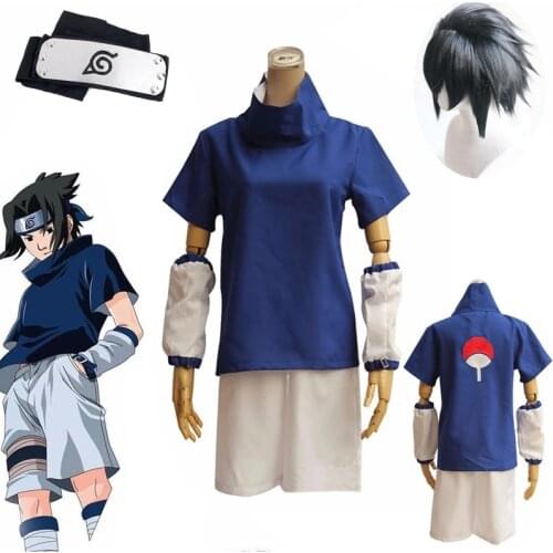 Anime Uchiha Sasuke Cosplay Costume Halloween Costumes Japanese Anime Combat Suit Accessories Wig