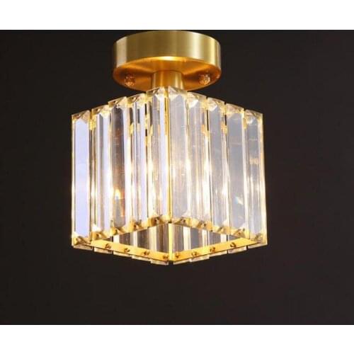 Square stairwell Led Ceiling lamp crystal Porch light for Hallway pathway led down light Copper kitchen Bar ceiling Lighting