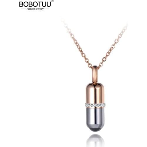 BOBOTUU New Titanium Stainless Steel Pill Choker Necklace "You Are Sick, I Have Medicine" Lovely Pendant Chain Jewelry BN19063