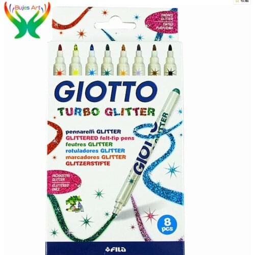 GIOTTO 8 color Children safe, non-toxic, washable flash color marker pen Flash Sequin greeting card decoration hand decoration