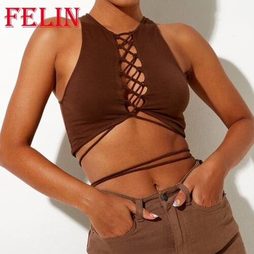 FELIN Za 2021 Fashion High Street Solid Cotton Vest Women Summer Hollow Out Sexy Sleeveless Casual Shirts Mujer Crop Tops Blouse