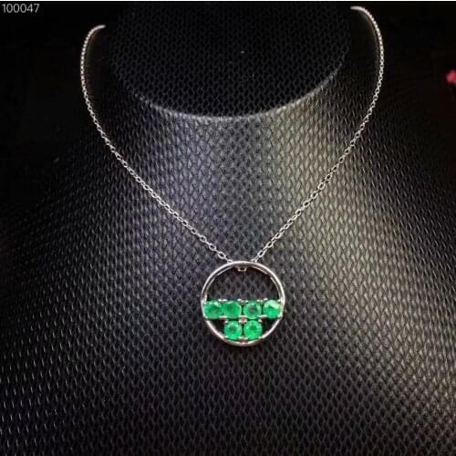 Natural emerald necklace pendant 925 Silver emerald necklace pendant Precious stones