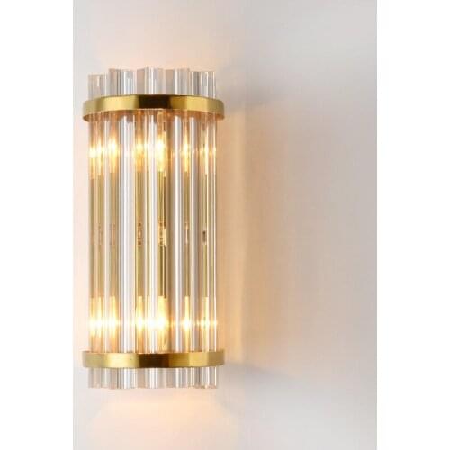 Postmodern crystal wall lamp gold wall sconce lights AC110V 220V fashion luxury lustre living room bedroom light fixtures