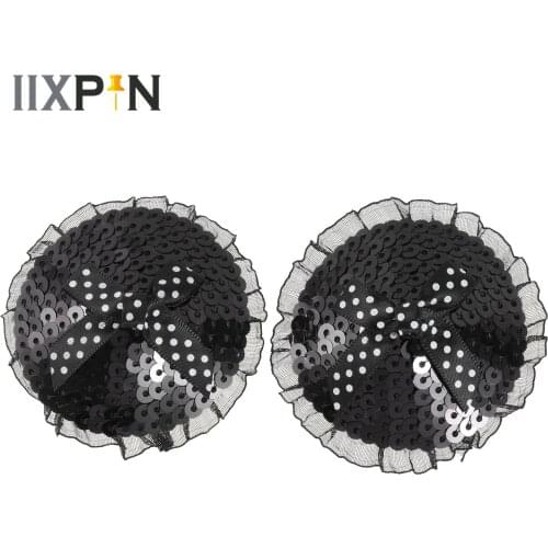 Sex Product Sequin Nipple Covers Silicone Polka Dots Bowknot Lace Ruffle Side Adhesive Nipple Stickers Pasties Bra Chest Sticker