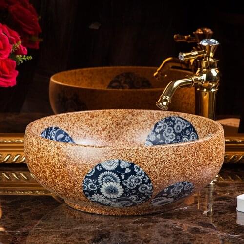 Bathroom sink bowl countertop round Shape Ceramic bathroom sink wash basin