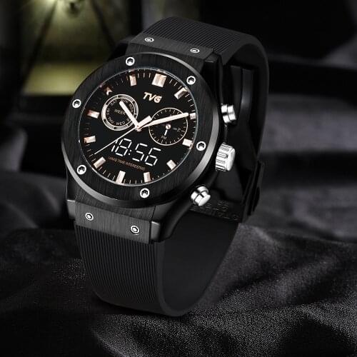 Luxury Watch TVG Waterproof Dual Screen Watch Noble Rose Gold And Black Elegant Color Silicone Strap