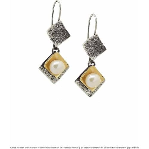 Silver Natural Pearl Cubic Zirconia Earrings