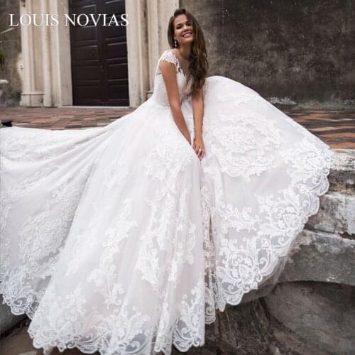 Louis Novias wWedding Dress Romantic A-line Embroidery Lace Decal Shoulder Princess Bridal Dress Vestido De Noiva