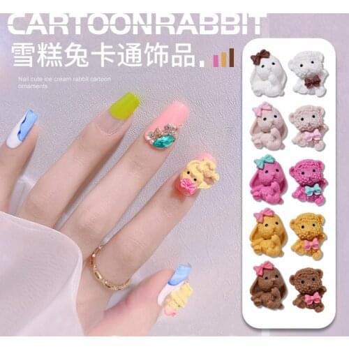 4pcs new product nail art DIY accessories Japanese-style cute rabbit cartoon animal resin nail decoration accessories