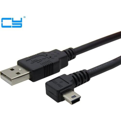 90 Graus A Esquerda Em Angulo Mini USB Tipo BMacho para USB 2.0 masculino Cabo de Dados para MP3 MP4 Hard-disk car data cabo1.8m