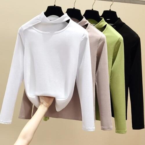 Sexy Turtleneck Long Sleeved Top Korean Fashion WomenS T-Shirt Female Vintage Clothing Blouses 2021 Kawaii Harajuku