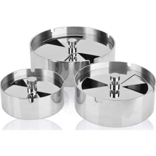 1 Pcs Round Stainless Steel Cigarette Lidded Ashtray Silver with Windproof Lid Cover for Home Office