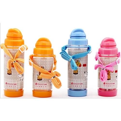 1PC Cute My bottle Children Kids Baby Cartoon Lovely Eco-friendly With lid Hiking Straw Type Plastic Water bottle JA 0002