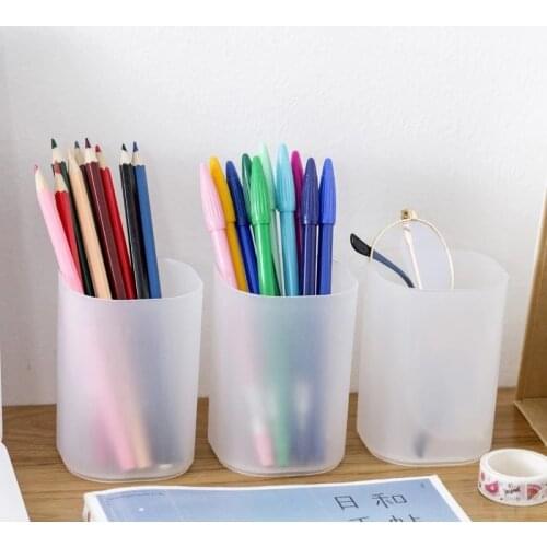 1PC Multifunctional Home School Office Student Desktop Organizer Creative Pen Holder Decoration Transparent Frosted Storage Box