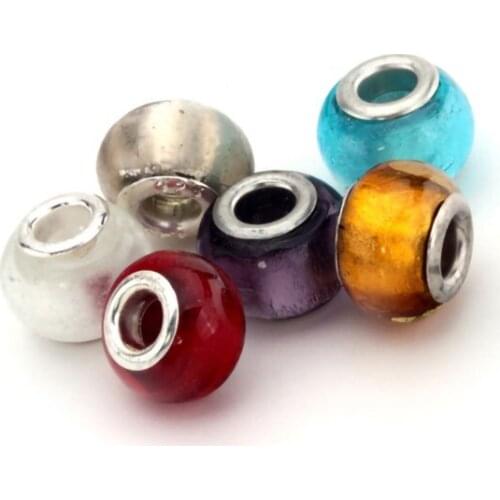 10pcs 10*14mm mix random color Glass beads plastic solid color beads DIY Accessories clothing loose beads large hole