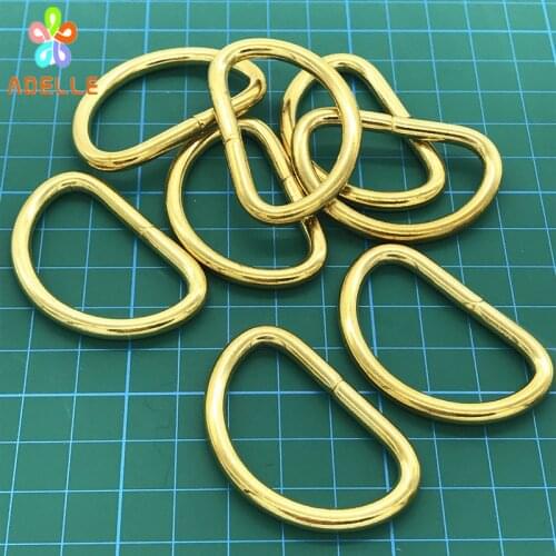 15pcs Solid Brass D-ring 16/20/25/32/38mm Purse Ring Webbing Strapping Handbag hardware leathercraft belt clip free shipping