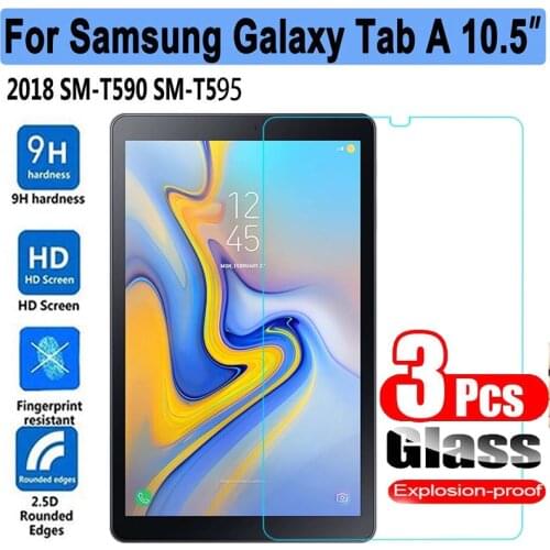 3Pcs Tempered Glass for Samsung Galaxy Tab A 10.5 2018 SM-T590 SM-T595 SM-T597 Tablet Screen Protector 9H Protective Film Glass