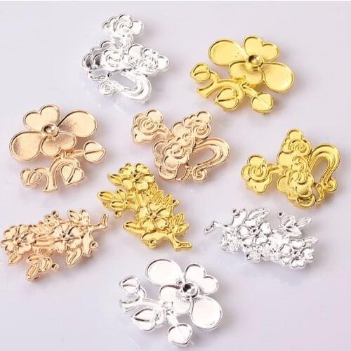 30 PCS Fashion Metal Alloy Accessories KC Gold Silver Color Cloud Flowers Connectors Charm DIY Jewelry Accessories