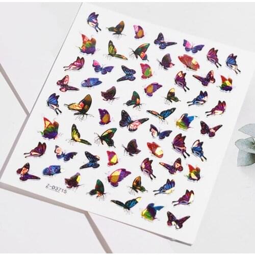 3D Butterfly Nail Art Stickers Adhesive Sliders Colorful Transfer Nail Decals Films Wraps Decorations Manicure
