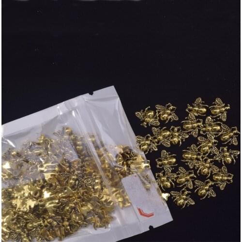 50 Pcs Retro Copper Nail Rhinestones Metal 3D Nails Art Spider/Sun/Flower Decorations Rhinestones Studs Nail Art Accessories