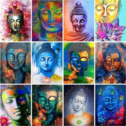 5D Diamond Painting Buddha Diy Mosaic Portrait Craft Kit Full Square Diamond Embroidery Religious Wall Art for Home Decoration