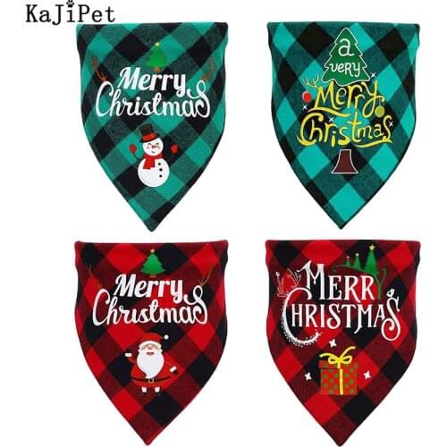Dog Accessories Christmas Pet Bandanas Collar For Dogs Cats Dual Purpose Adjustable Triangular Bibs Scarf Supplies For Dogs Pets