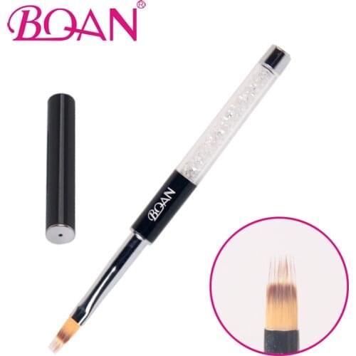 BQAN 10Pcs Ombre Hair Brush UV Gel Nail Art Comb Brush Rhinestone Black Metal Handle Manicure Nail Gel Brush Painting Pen Tool