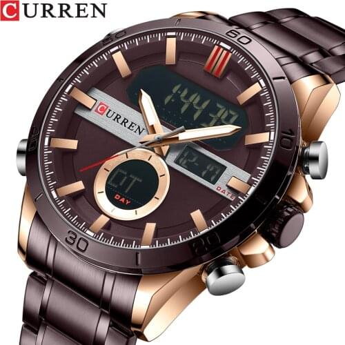 CURREN Men Watch Top Luxury Brand Men’s Sports Military Watches Full Steel Waterproof Quartz Digital Clock Relogio Masculino