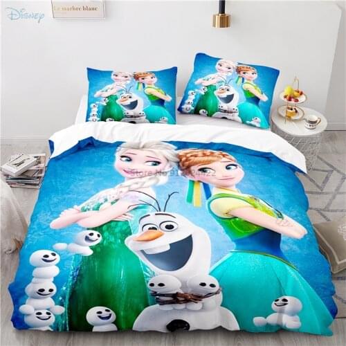 Children Disney Frozen 3d Printed Duvet Cover Pillowcase Cute Anna Elsa Olaf Character Bed Linen Twin Full Queen King Kids Gifts
