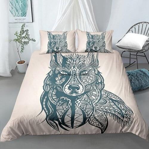 Animal Home Textiles 3D Wolf Duvet Cover Sets Comforter Bed Lineds Set Bedding Set King Queen Twin Double Single Euro Size