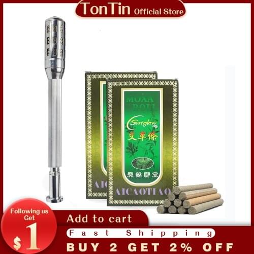 Hot natural mugwort smoke moxa roll stick 7x118mm 30pieces/pack 2packs/lot Gift 1pcs moxa device