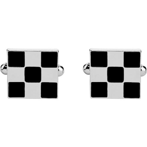 Trendy Square Lattice Cufflinks for Mens Shirt High Quality Black White Sea-Shell Cuff links Men Jewelry Wedding Gift