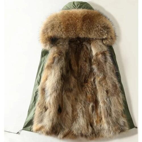 Mens Real Mink Fur Hooded Collar Detachable Lined Mid Long Winter Warm Coat Parka Overcoats Plus Size