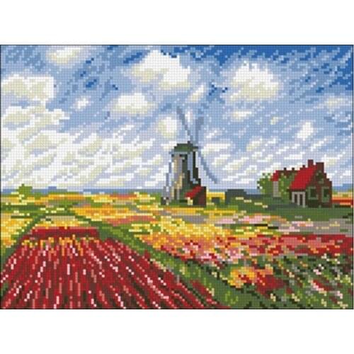 Tulip Field Monet patterns Counted Cross Stitch 11CT 14CT 18CTDIY Chinese Cross Stitch Kit Embroidery Needlework Sets home decor