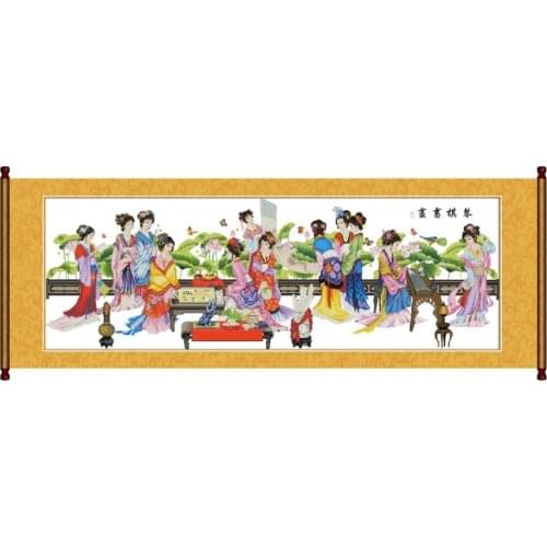 Lyre chess calligraphy and painting (3)(Lotus edition) cross stitch kit china DMC embroidery handmade needlework craft supplies