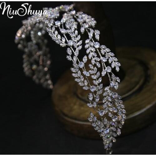 NiuShuya New Rhinestone Zircon Big Tiara long Size Weddubf Headband Royal Bridal Headdress Dressing Crown Accessory Women Jewelr