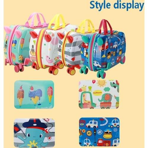 New childrens creative luggage travel trolley case childrens mount toys cute cartoon boys and girls universal luggage