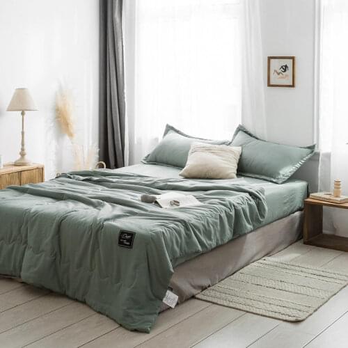 Solid Color Quilted Washed Fabric Spring and Summer Blankets on the Bed and Sofa for Home and Travel for the Family