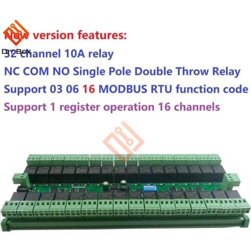 DC 12V 24V 32ch Modbus RTU RS485 Relay Switch Board 485 Bus Remote Control Switch 32-channel PLC Expanding Board